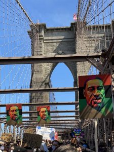 Black Lives Matter Juneteenth protest over the Brooklyn Bridge. Photographer: Hrag Vartanian.