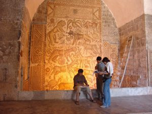 Dr. Al-Azm with students in the Maara Museum, 2005.