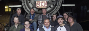 The Arc/k Project and Kamloops Heritage Railway Association in front of the 19th century Canadian National Railway steam locomotive 2141, in Kamloops, Canada photo