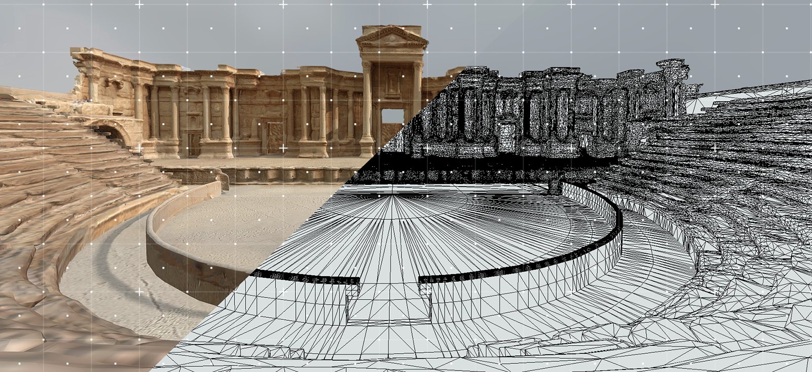 Perpetuity | Palmyra by The Arc/k Project consists of several sites: the Temple of Bel, the Arch of Triumph, The Roman Theatre, and the Fakhr-al-Din al-Ma’ani Castle in Palmyra, Syria graphic